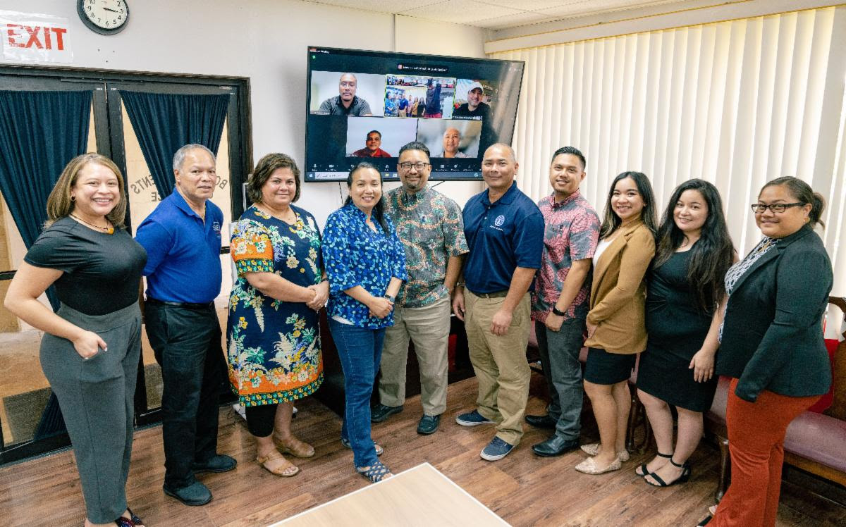 The CNMI Small Business Development Center at the Northern Marianas College recently welcomed SBA Guam Branch Manager Ken Lujan for a Site Visit Cursory Review and hosted its Inaugural Advisory Council Meeting. In photo from left: Nadine Deleon Guerrero (CNMI SBDC Network Director), Kenneth Lujan (SBA Guam Branch Manager), Cecilia Fitial (President, Commonwealth Women's Association), Dr. Barbara Hunter (Interim Director, NMC School of Business), Dave Guerrero (Economic Development Manager, Commonwealth Economic Development Authority), Kioshi Cody (Acting Director of Economic Development, CNMI Department of Commerce), Roman Tudela (CNMI SBDCN Marketing Manager/Outreach Specialist), Charmaine Hofschneider (CNMI SBDCN Administrative Office Manager), Mercilynn Palec (CNMI SBDC Associate Network Director), Adelpha Magofna (CNMI SBDCN Administrative Office Manager). Individuals who attended the meeting via zoom are: Benjamin Huk Borja (Tinian SBDC Director/Business Advisor), Phillip Mendiola-Long (President, Tinian Chamber of Commerce); Bottom L-R: Allen Perez (Chief of Staff, Office of the Mayor of Tinian), Joe C. Guerrero (President, Saipan Chamber of Commerce).